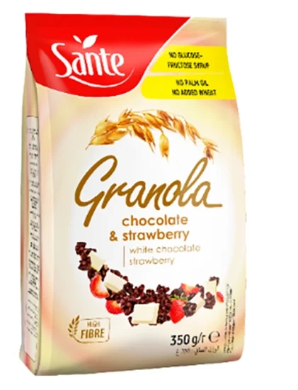 Sante Granola Hvit Sjokolade m/Jordbær 350g
