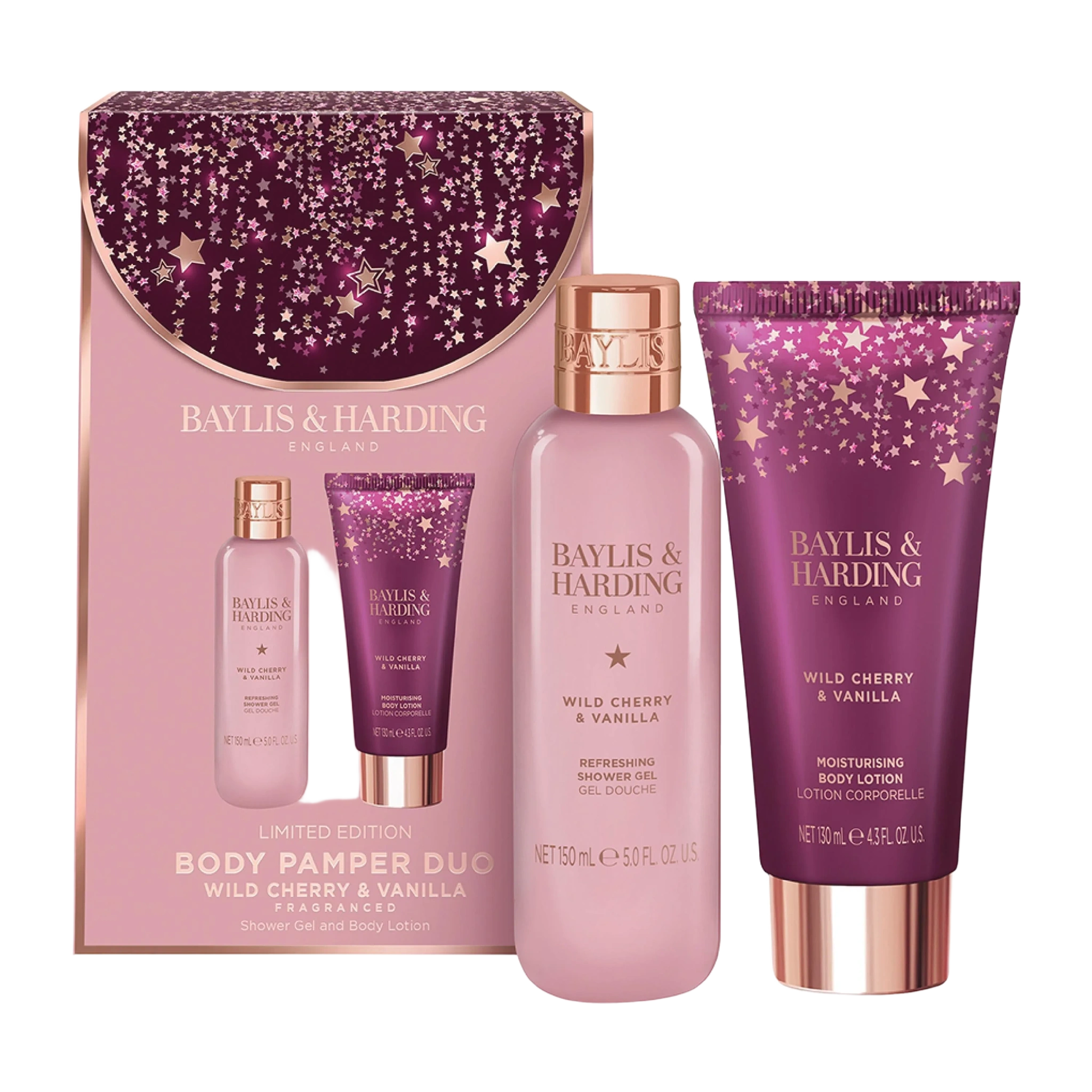 Baylis & Harding Wild Cherry & Vanilla Luxury Body Pamper Duo Gift Set, 1 sett