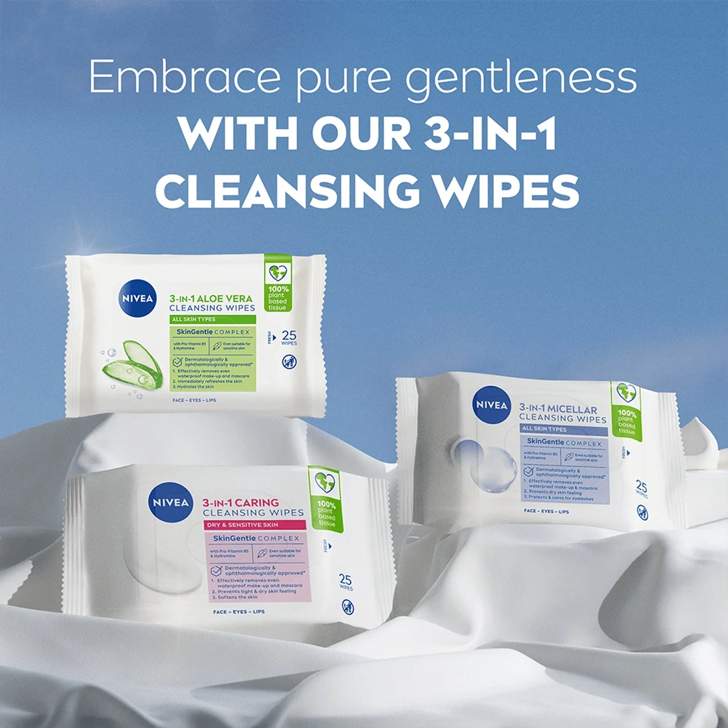 Nivea 3in1 Aloe Vera Cleansing Wipes,25stk