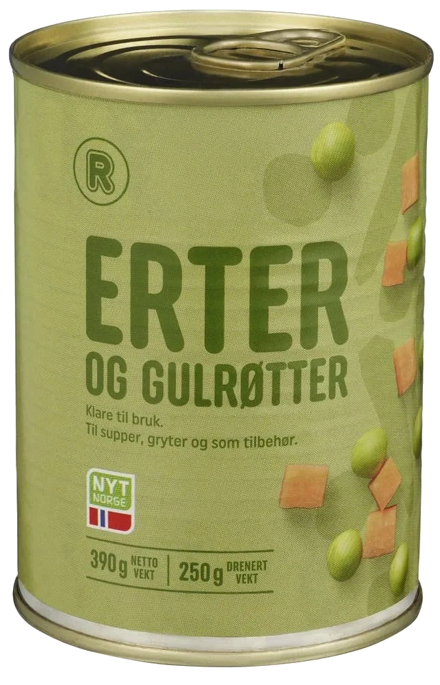 Erter og gulrøtter 390 g