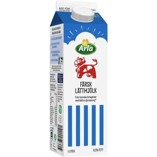 Färsk lättmjölk 0.5% 1 liter