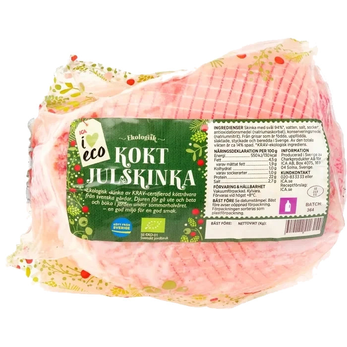 Julskinka rimmad ca 1,8kg ICA I love eco
