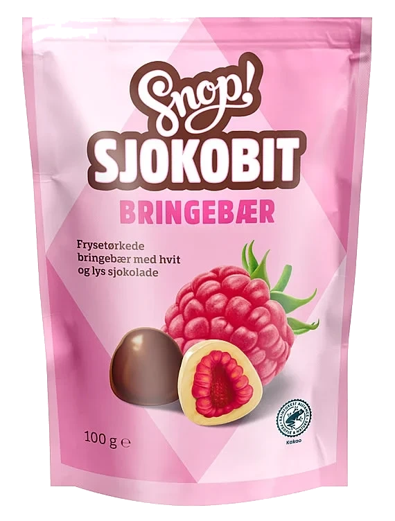 Sjokobit m/bringebær 100g Snop