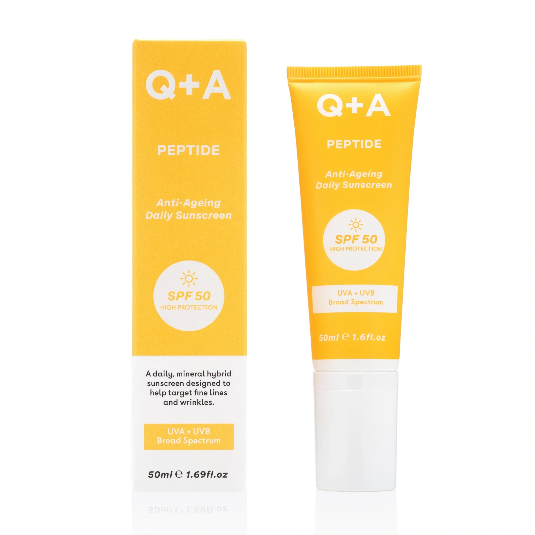 Q+A Peptide Renewing Daily Sunscreen SPF 50, 50 ml