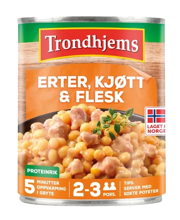 Erter, kjøtt og flesk   870g
