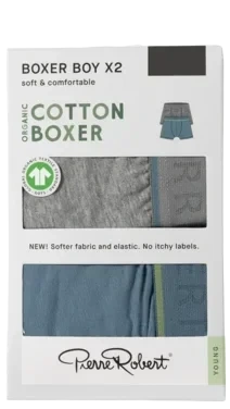 Cotton Boxer Jr Boy Greymel-lapisblue 158-164