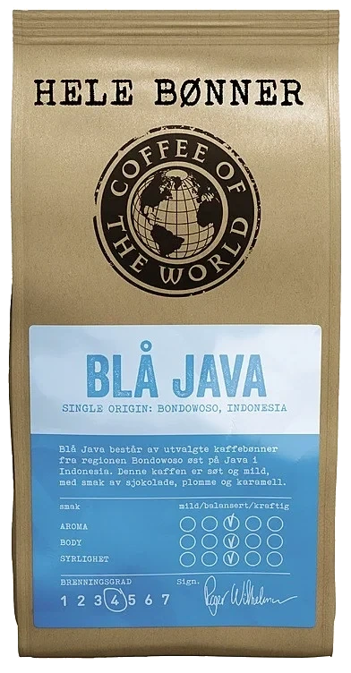Blå Java Hele Bønner 340g Cotw