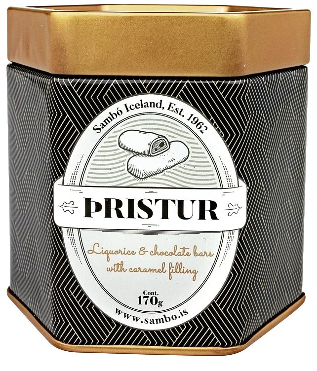 Pristur milk chocolate w/caramel & liquorice pieces   160g