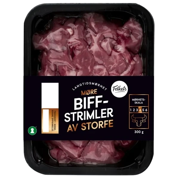 Storfe Biffstrimler 300g Folkets