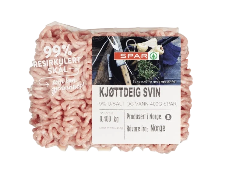 Kjøttdeig Svin 9% u/Salt og Vann 400g Spar