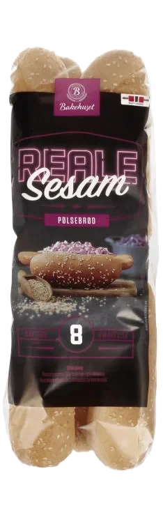 Pølsebrød Sesam 8stk 400g Reale