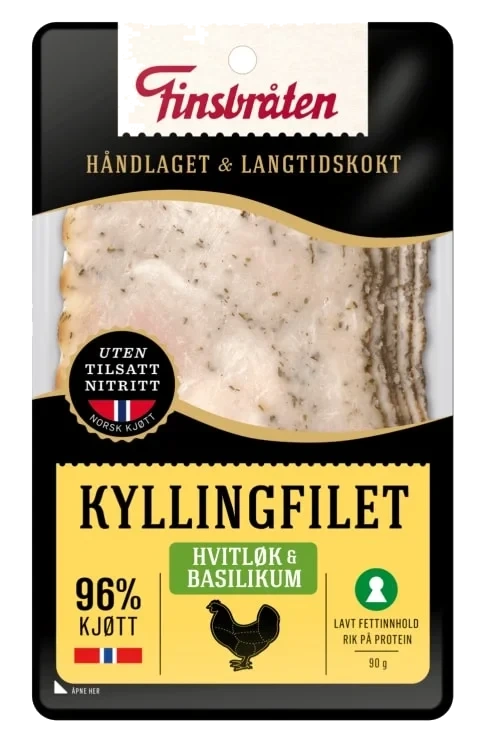 Kyllingfilet Hvitløk&Basilikum 90g Finsbråten
