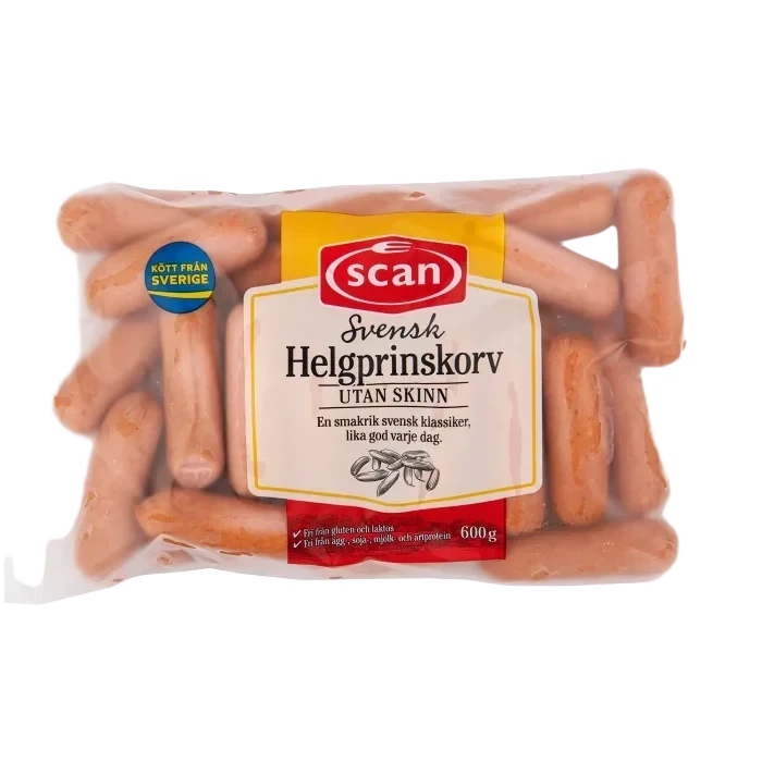 Helgprinskorv utan skinn 600g Scan