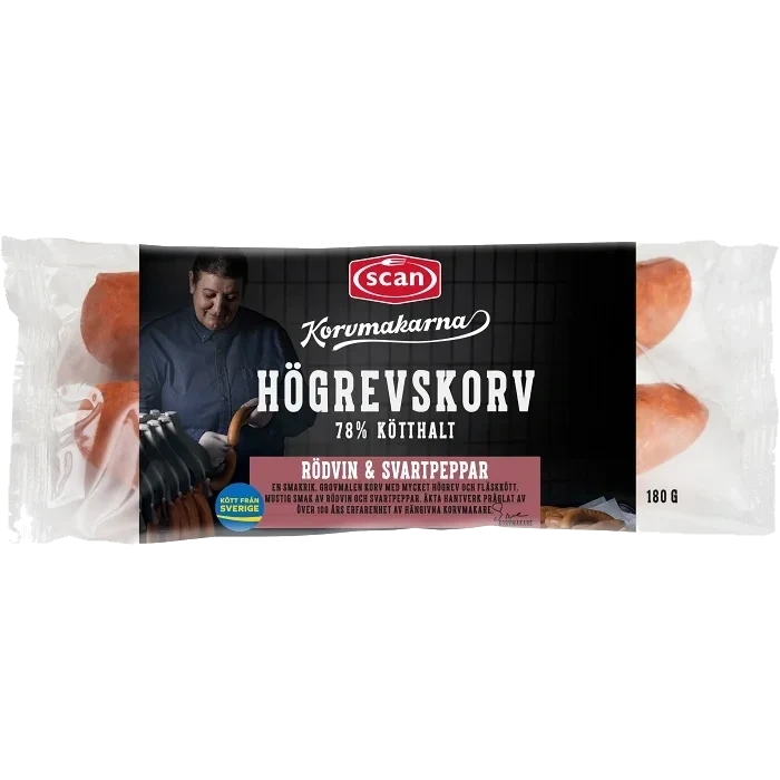 Kryddkorv Högrevskorv 78% Kötthalt 180g Kovrmakarna Scan