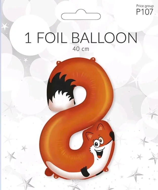 Folieballong Dyr Siffer 8 40cm