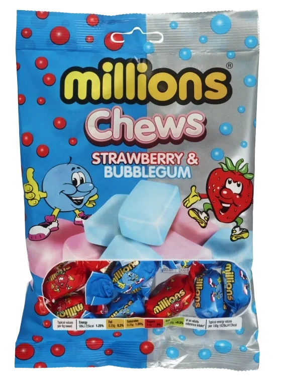 Millions Chews Strawberry & Bubblegum 120g