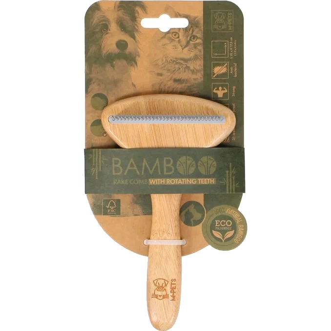 Bamboo Rake Comb with Rotating Teeth