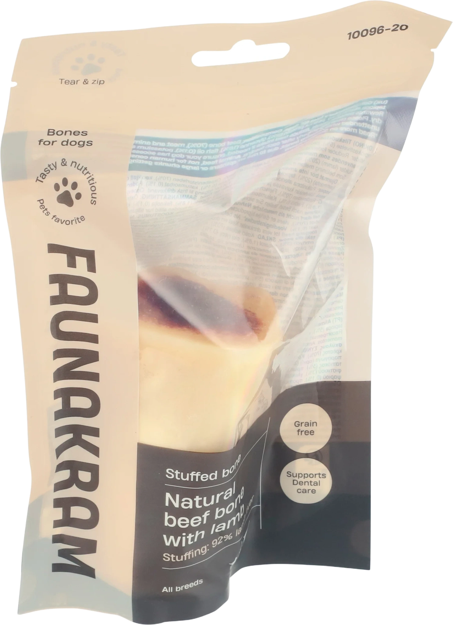 Faunakram Natural beef bone with stuffing: 92% lam