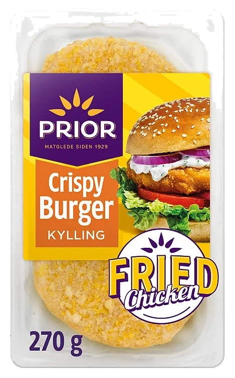 Crispy Burger Av Kylling 270g Prior