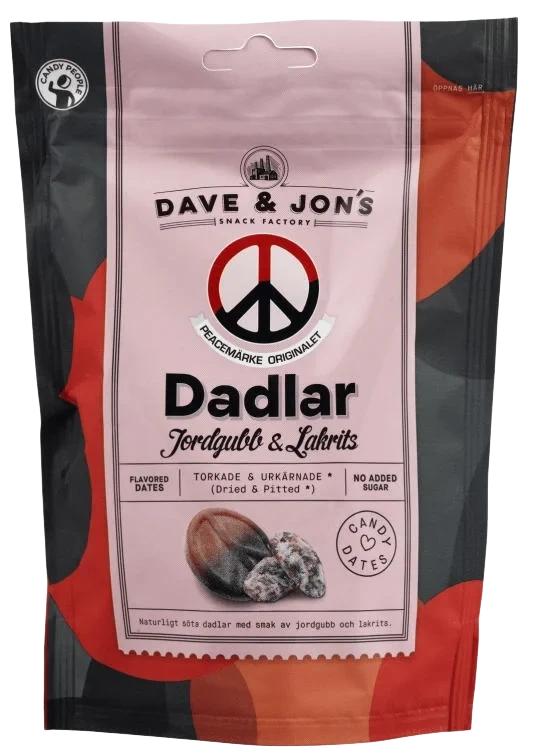 Dave&Jon's Dadler Peacemärke Lakris&Jordbær 125g