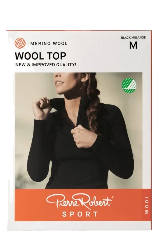Wool Top Sport Black Melange Xl Pierre-Robert