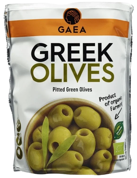 Gaea Organic Olives Pitted Green 8x150g