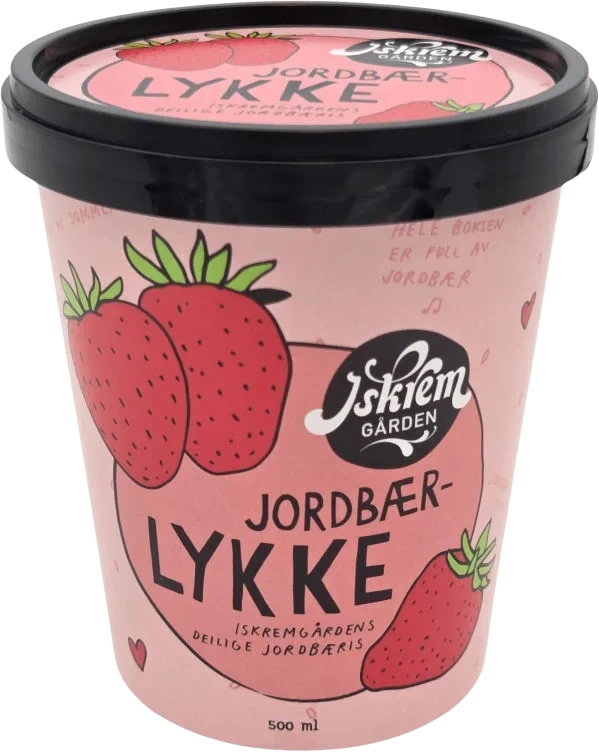 Jordbærlykke 0,5l Iskremgården