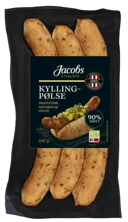 Kyllingpølse m/sitron 240g Jacobs Utvalgte