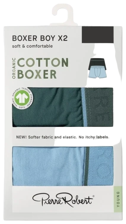Cotton Boxer Jr Boy Pine-iceblue 146-152
