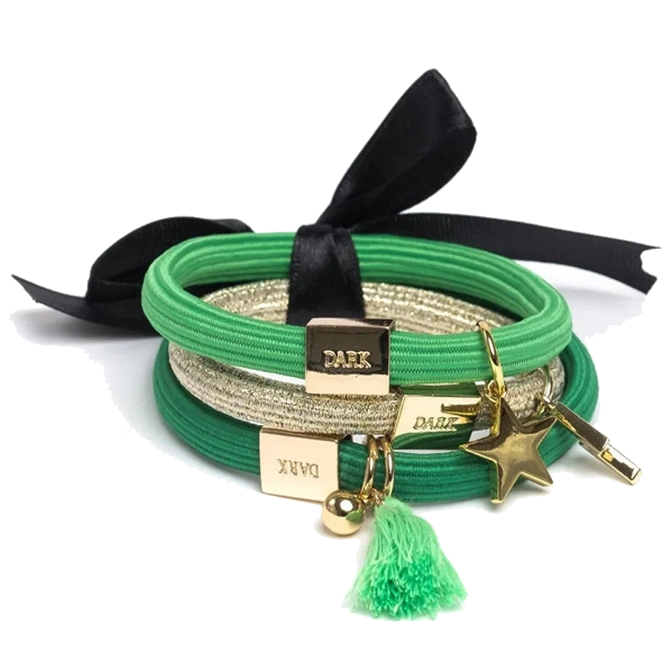 Dark Hair Ties 3 Pk Charm Combo