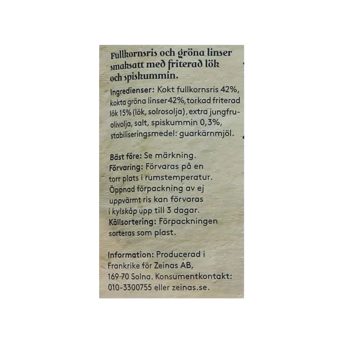 Zeinas Fullkornsris & Linser Mujadara