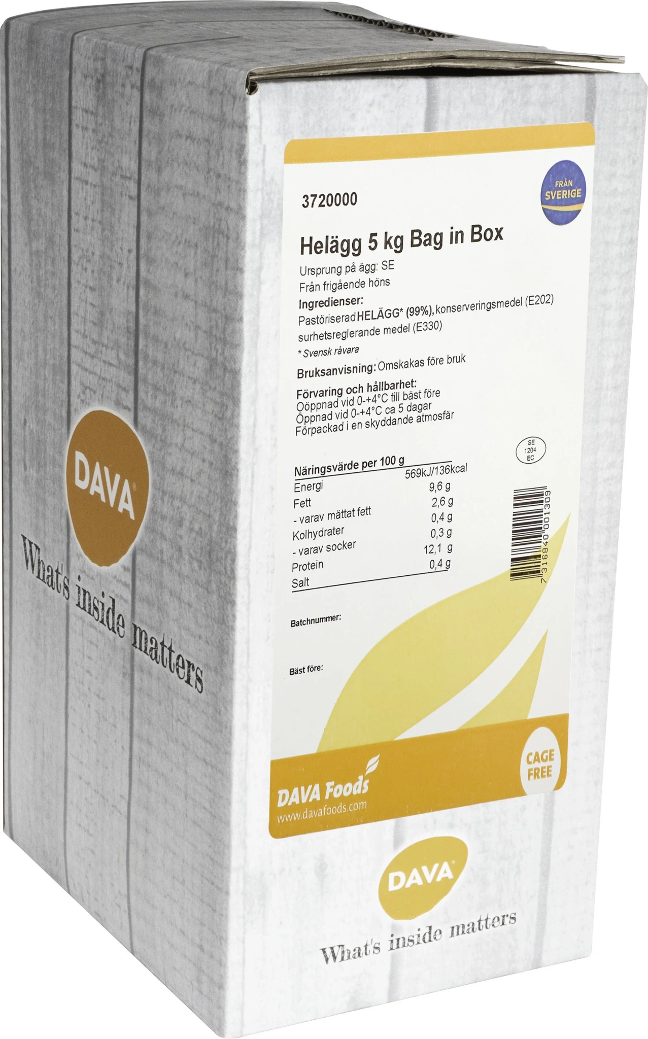 Helägg frigående inne SE 5kg BIB