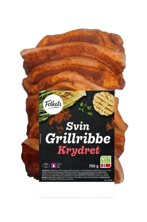 Svin Grillribbe Krydret 700g Folkets