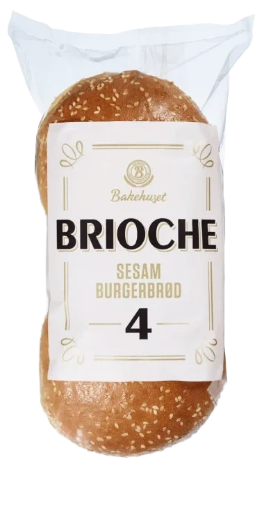 Burgerbrød Brioche Sesam 4stk 300g Bakehuset