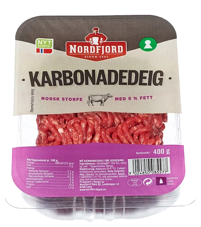 Kvernet deig av storfe 5%   400g