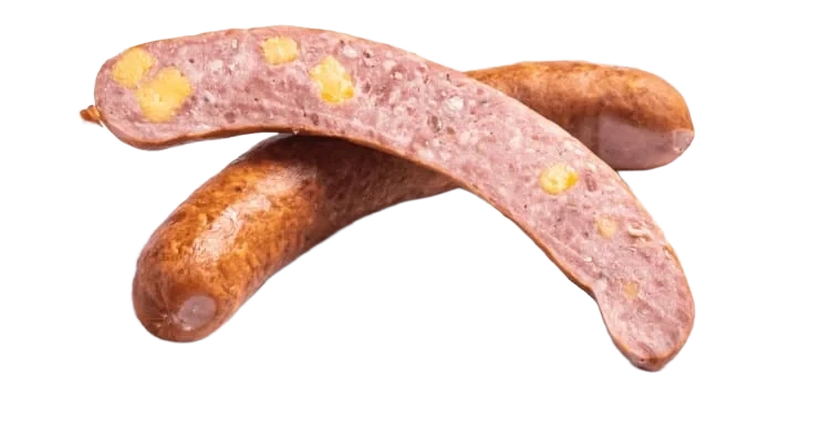 Røkt Anguspølse m/Cheddar&Pepperkorn 65g pr stykk