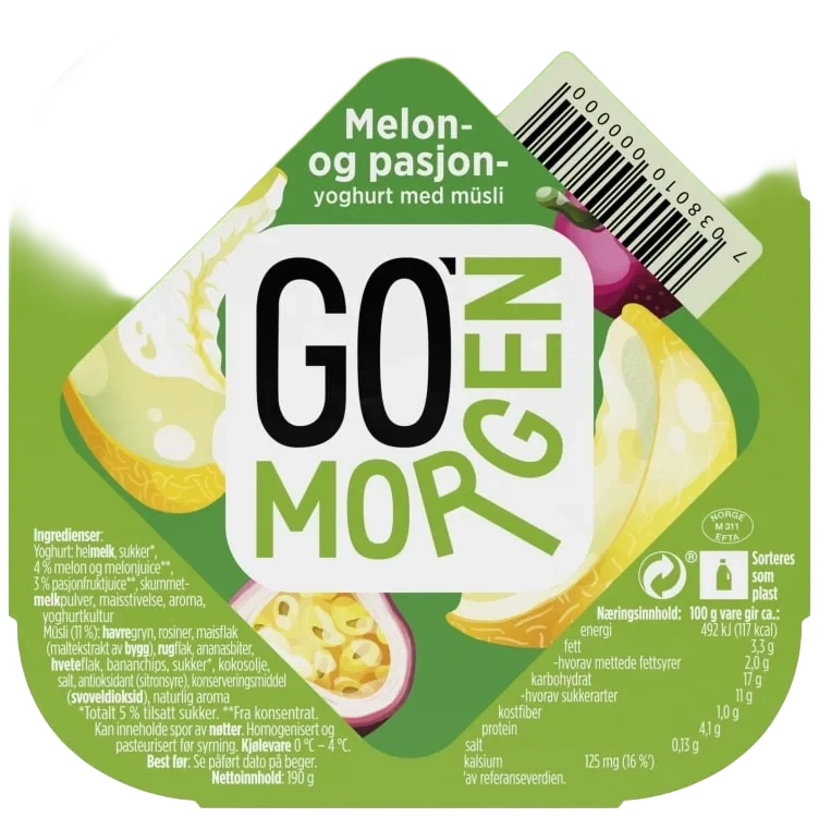 Go'morgen Melon-/pasjonsyoghurt M/müsli 190g