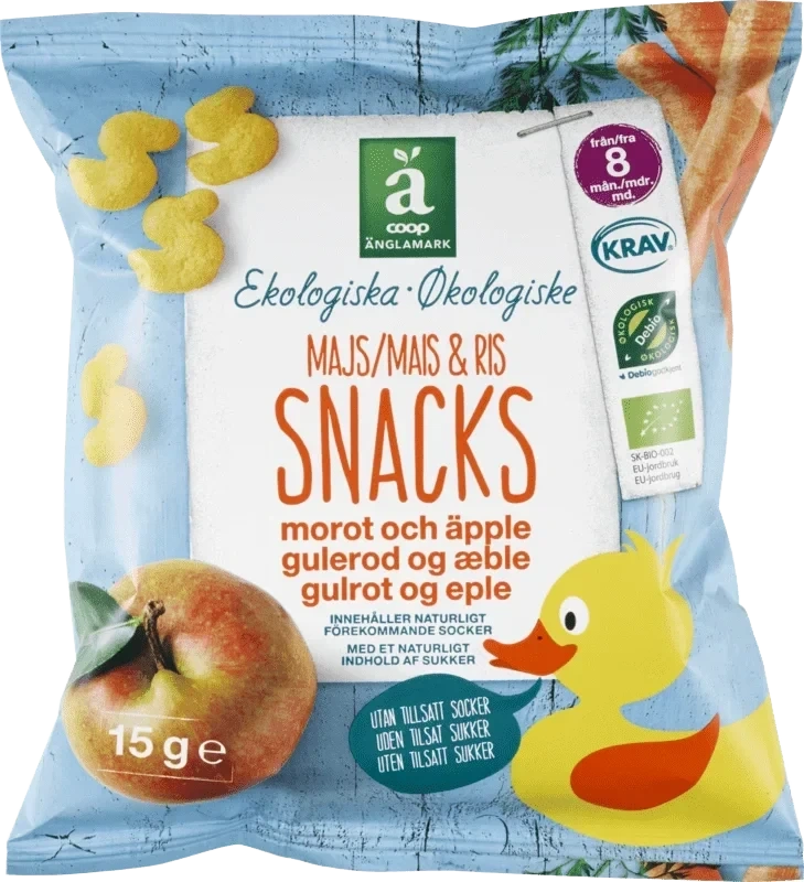 Änglamark Mais&Ris Snacks med Gulrot & Eple