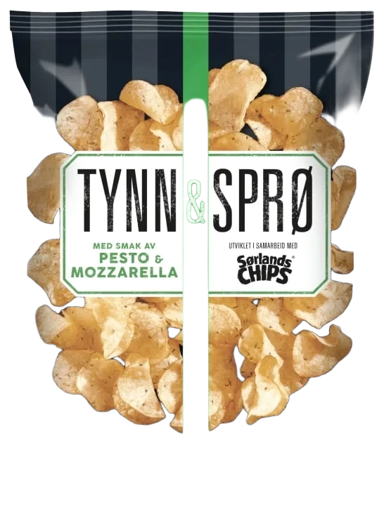Tynn&Sprø Chips Pesto&Mozza 150g Sørlandschips