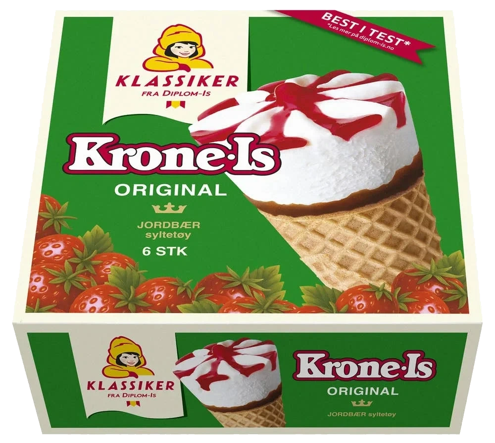 Krone-is med jordbær 6 stk, 750 ml