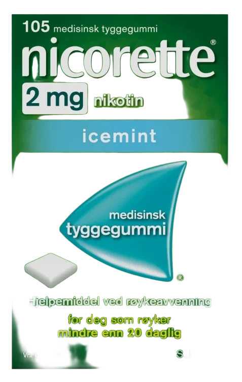 Nicorette Icemint Tyggegummi 2 mg Nikotin, 105 Stk, Slutte Å Røyke