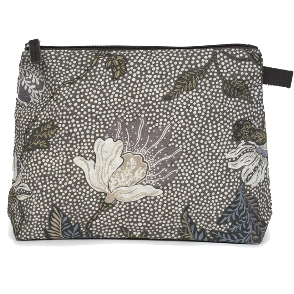 Ceannis Cosmetic Medium Khaki Flower Linen