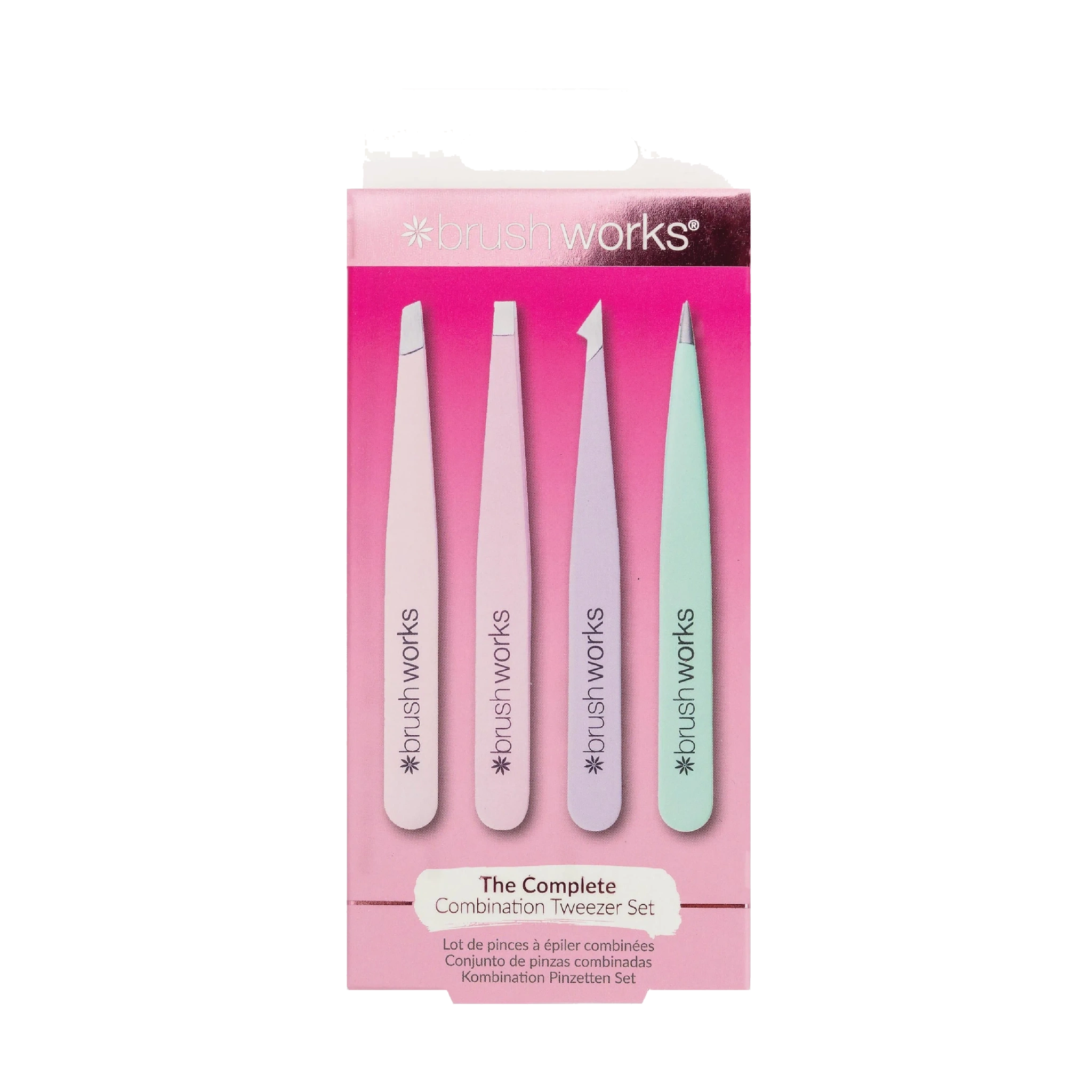 Brushworks HD 4 Piece Combination Tweezer Set Pastels, 4 stk.