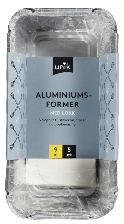 Aluminiumsform m/Lokk 0,9l 5pk Unik