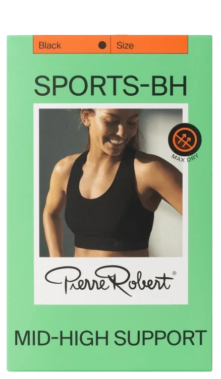 Sports Bra Mid High Black Xl Pierre Robert