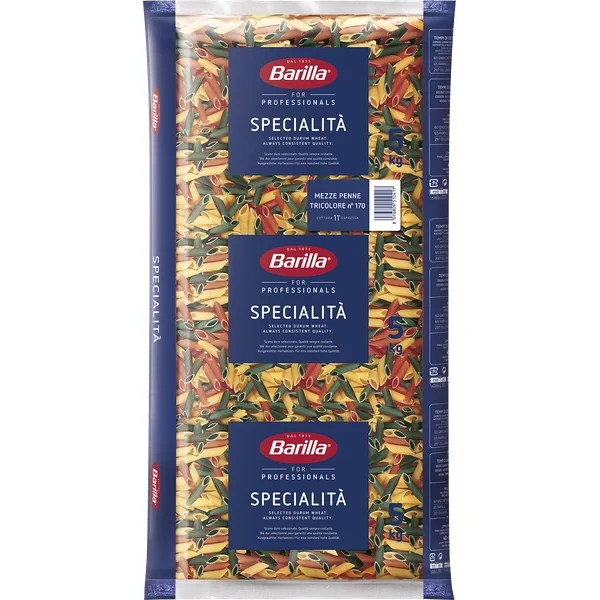 Barilla Pasta Mezze Penne Tricolore 5kg