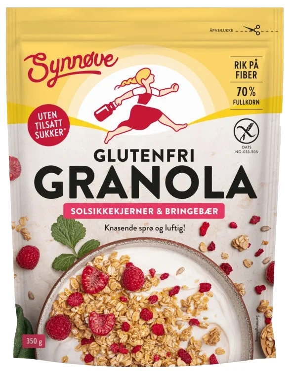 Granola Bringebær Gl.Fri 350g Synnøve