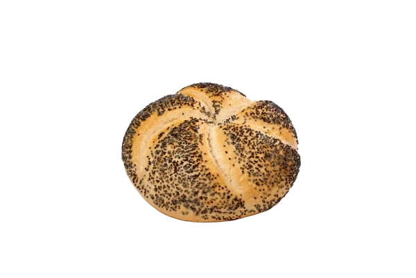 Kaiser roll with poppy seed