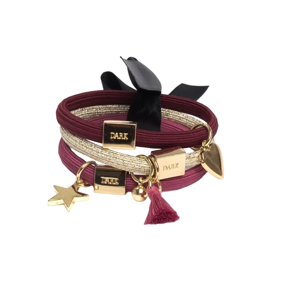 Dark Hair Ties 3 Pk Charm Combo