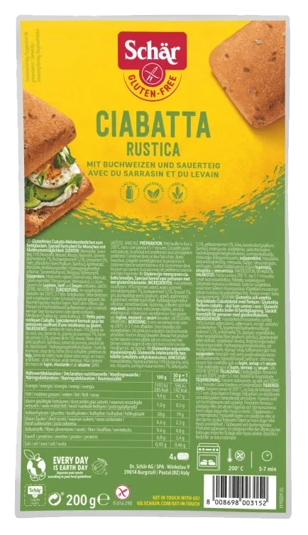 Ciabatta Rustica glutenfri 200g Schar